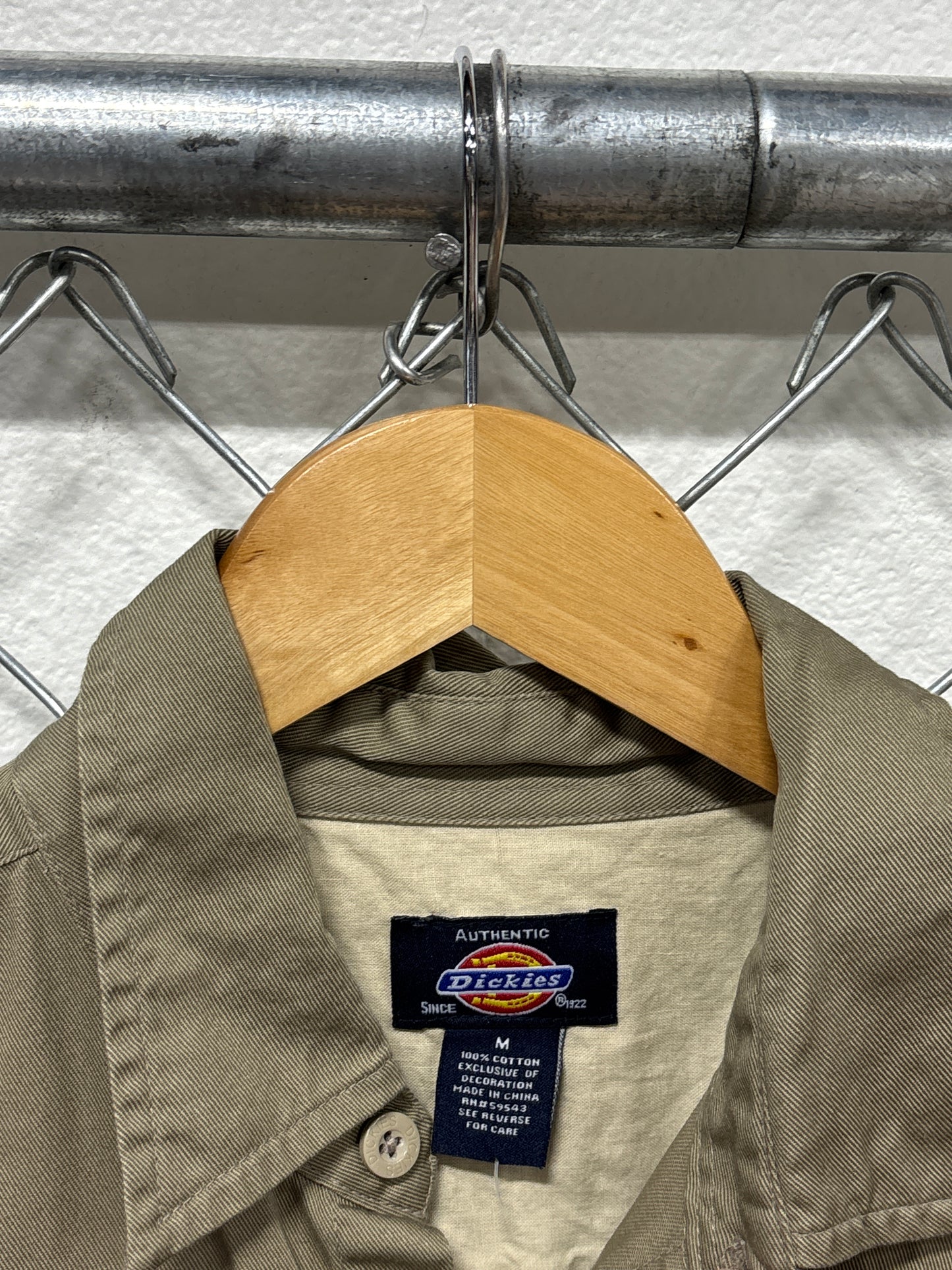 Dickies Mechanic Style Biker Short Sleeve Button Up Shirt Size Medium