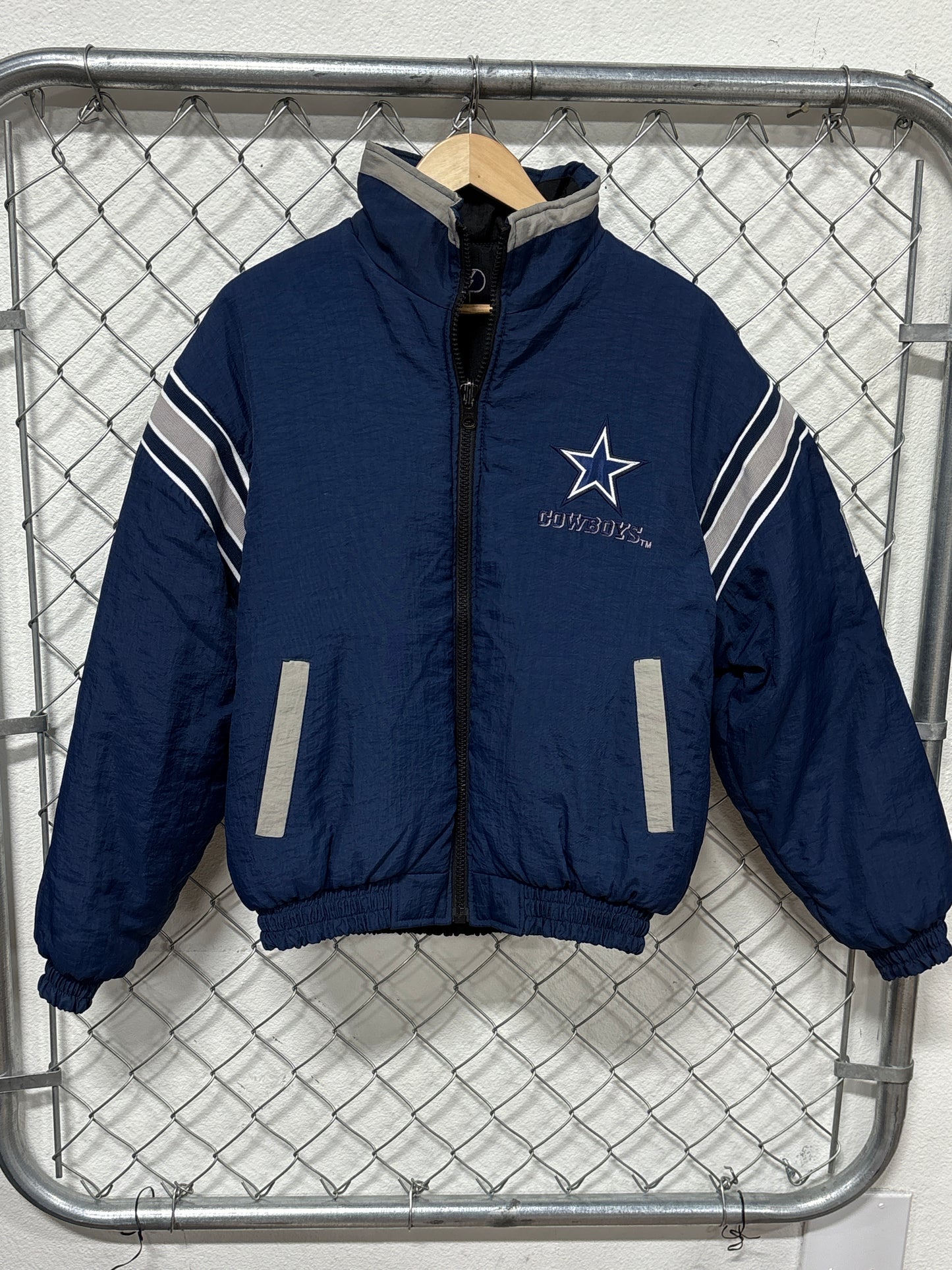 Vintage 90's Pro Player Dallas Cowboys Reversible Puffer Jacket Size Youth XL