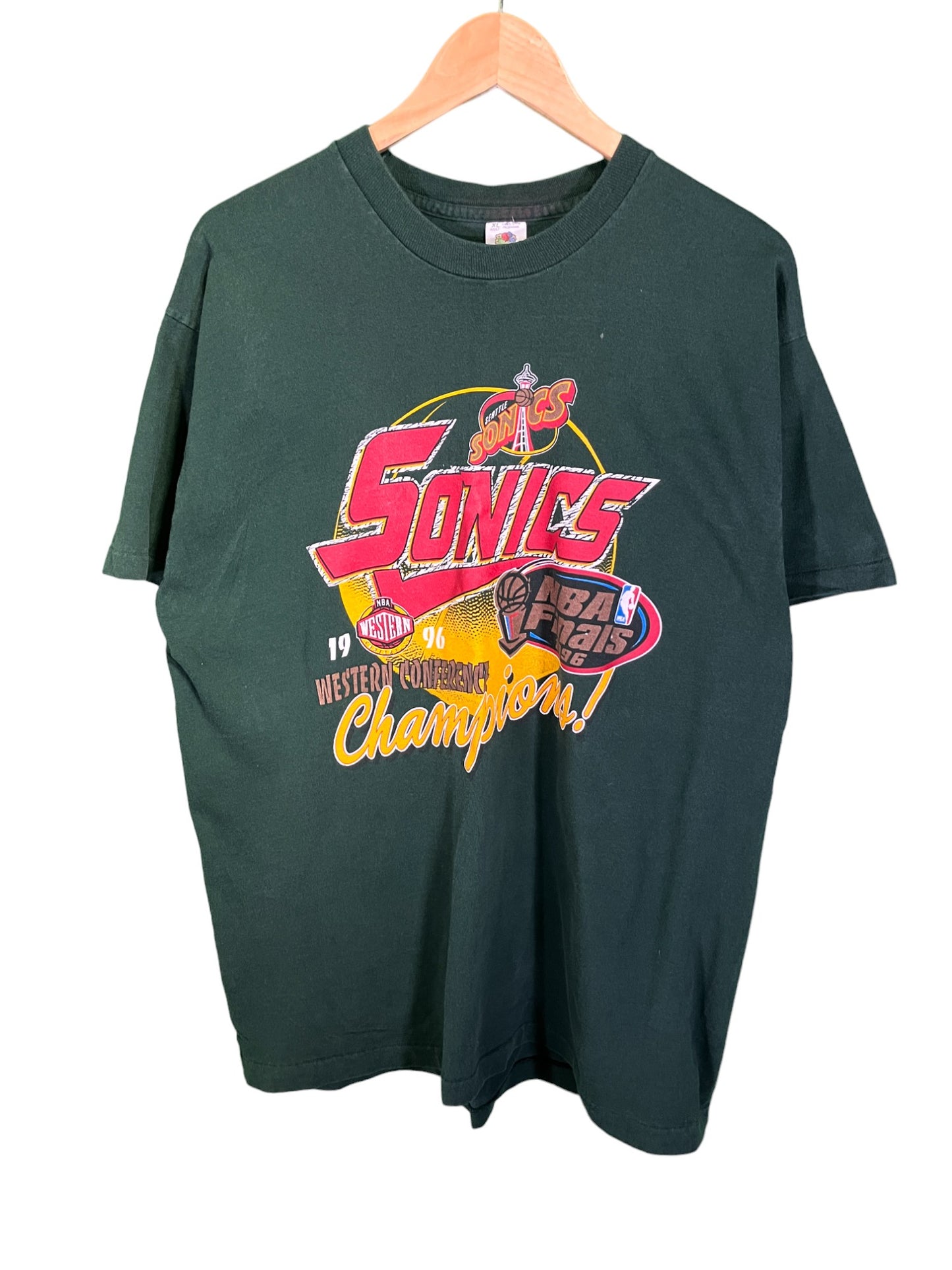 Vintage 1996 Seattle SuperSonics NBA Finals Champions Graphic Tee Size XL