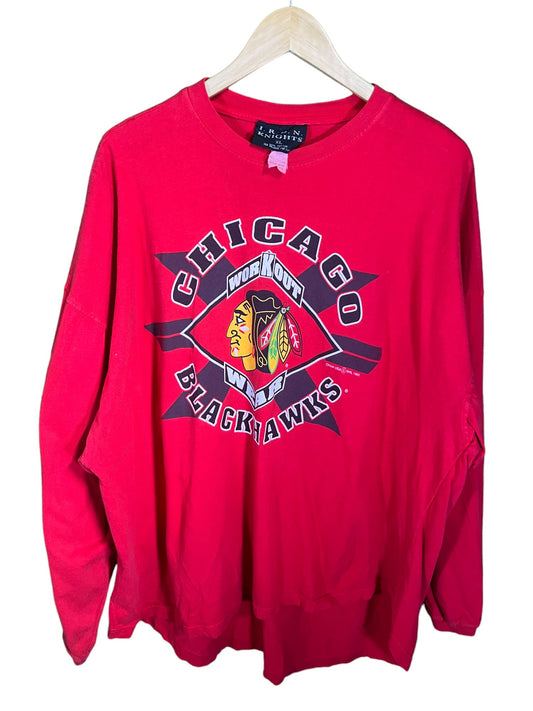 Vintage 1992 Chicago Blackhawks Workout Wear Long Sleeve Size XL