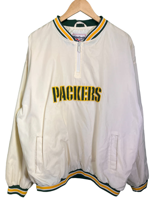 Vintage 90's Reebok Packers Windbreaker Quarterzip Jacket Size XL