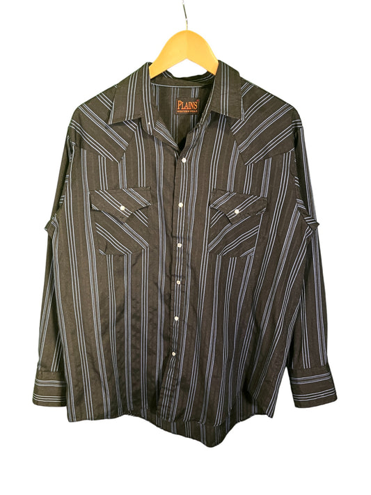 Vintage Plains Western Wear Pearl Snap Button Up Western Shirt Size XL