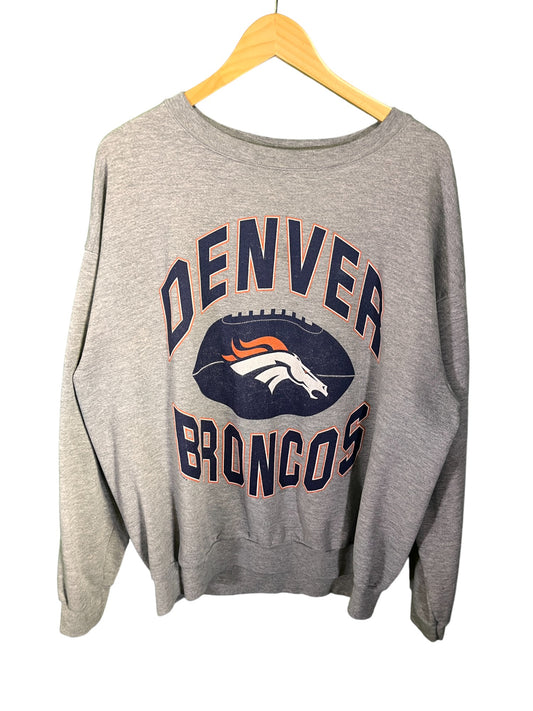 Vintage 90's Denver Broncos NFL Big Print Logo Crewneck Sweater Size XL