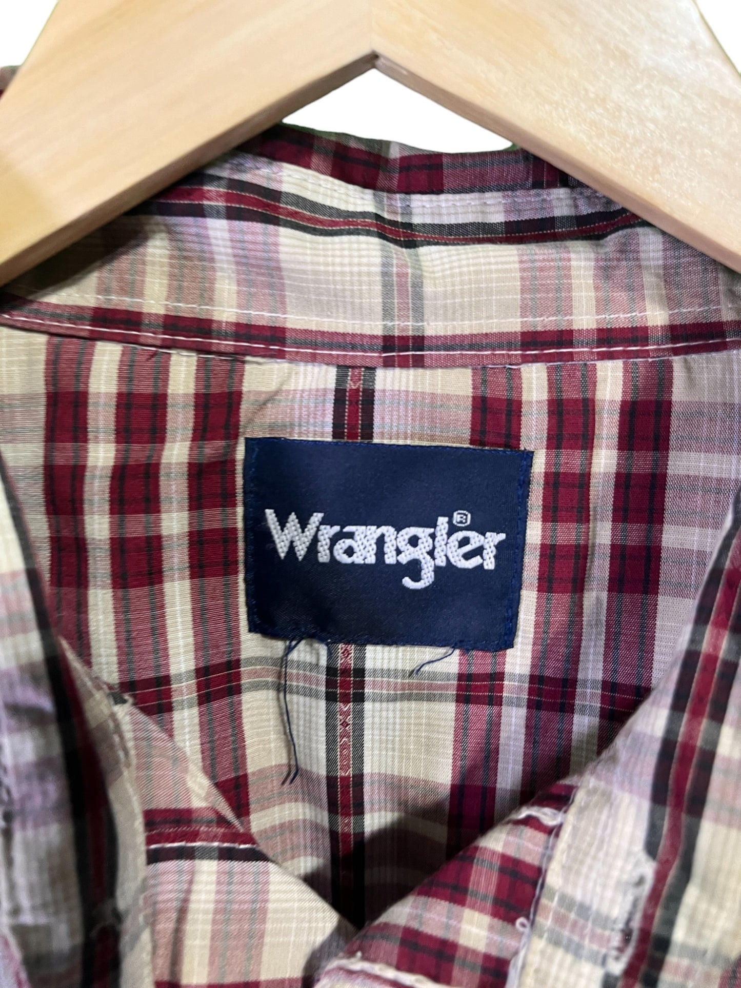 Vintage Wrangler Plaid Western Button Up Shirt Size Large