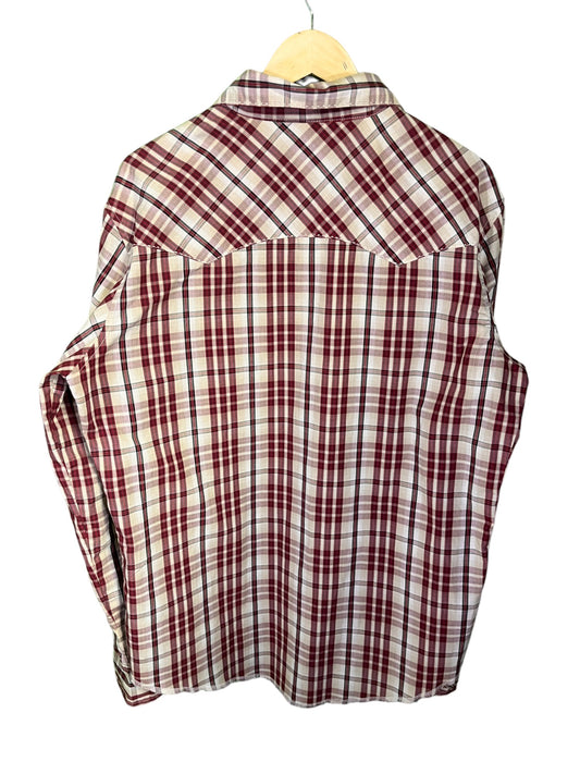 Vintage Wrangler Plaid Western Button Up Shirt Size Large