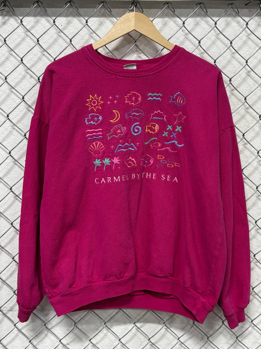 Vintage Carmel by the Sea Ocean Life Crewneck Sweater Size Large
