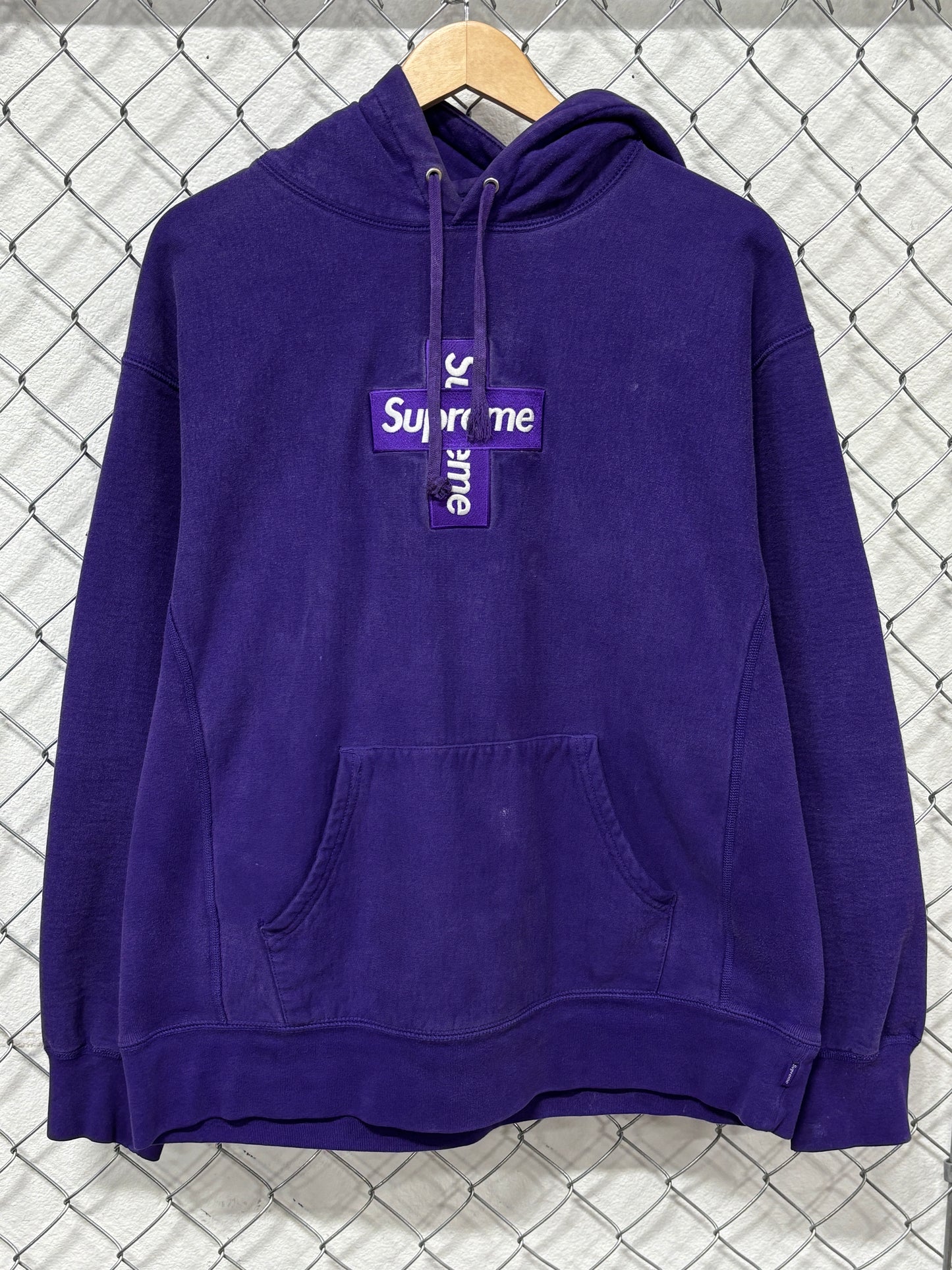 Supreme Purple Cross Box Logo Hoodie Size Large
