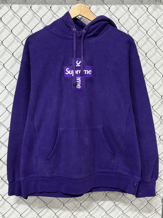 Supreme Purple Cross Box Logo Hoodie Size Large