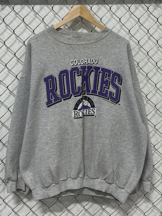 Vintage 90's Colorado Rockies Baseball Logo Crewneck Sweater Size XXL