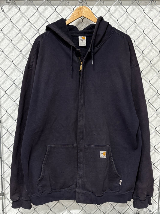 Carhartt Navy Blue FR Distressed Faded Hoodie Size XXL