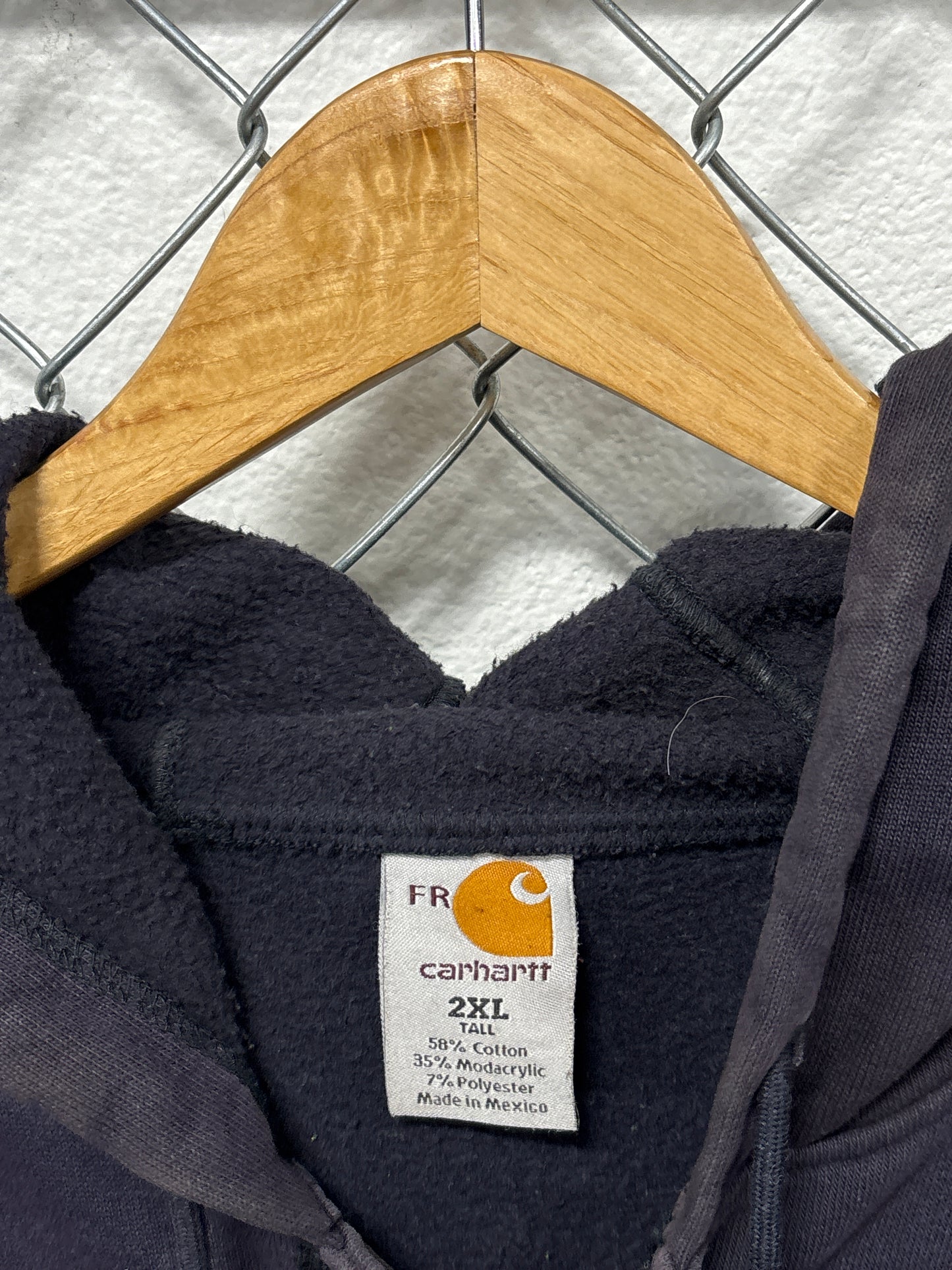 Carhartt Navy Blue FR Distressed Faded Hoodie Size XXL