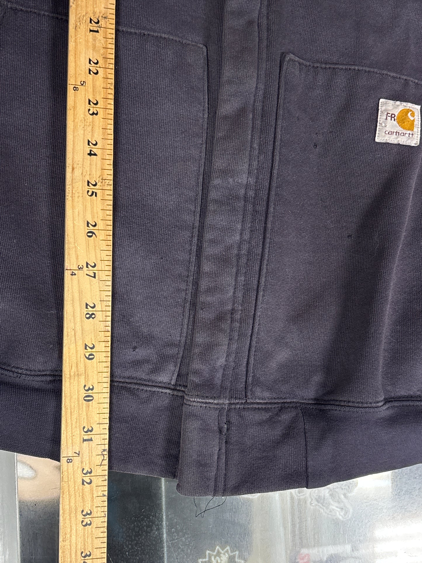 Carhartt Navy Blue FR Distressed Faded Hoodie Size XXL