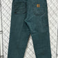 Vintage 90's Carhartt Heart Green Union Made Carpenter Pants Size 36x28
