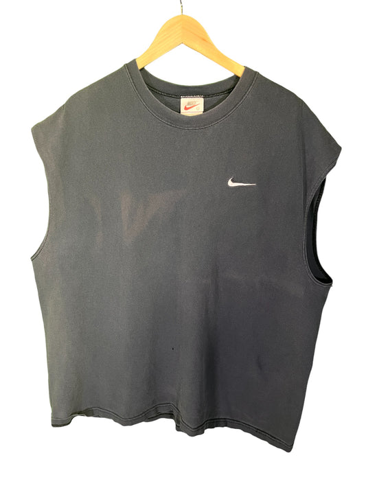 Vintage 90's Nike Small Swoosh Cutoff Black Tee Size XXL