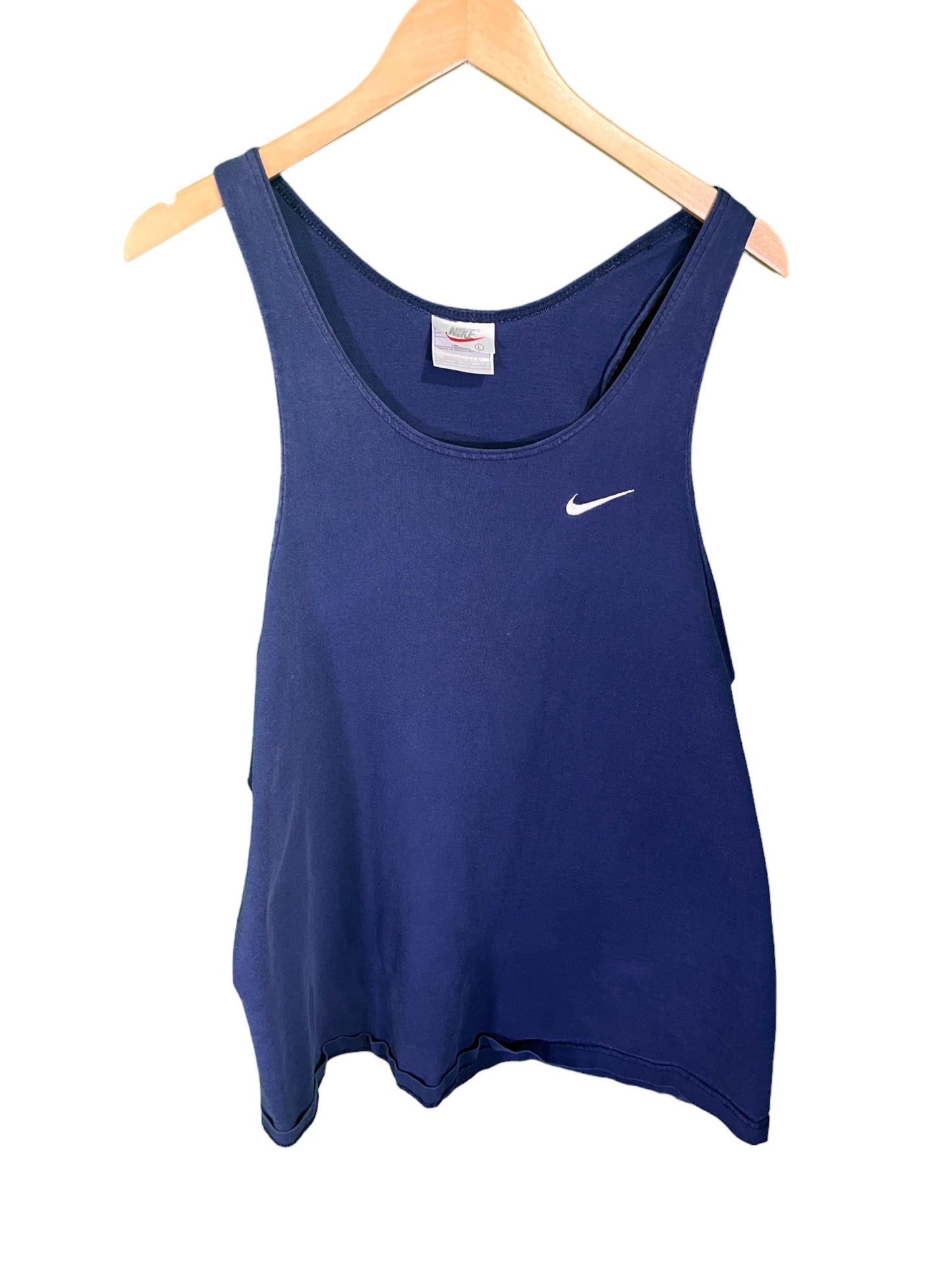 Vintage 90's Nike Small Swoosh Navy Blue Tank Top Size Large