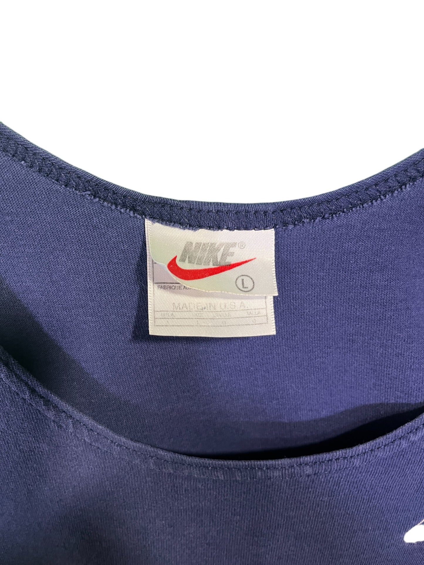 Vintage 90's Nike Small Swoosh Navy Blue Tank Top Size Large