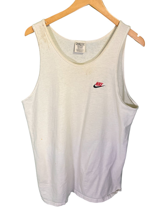 Vintage 90's Nike Futura Logo Swoosh White Tank Top Size Large