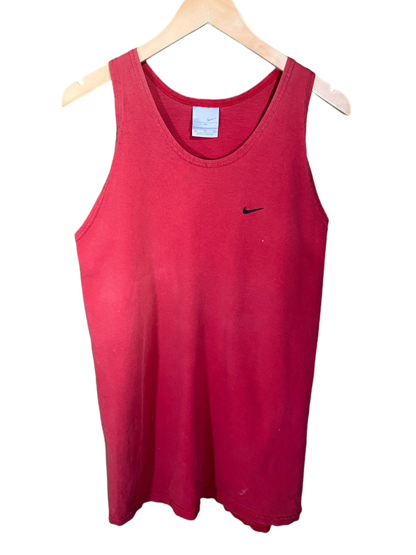 Vintage 00's Nike Small Swoosh Red Tank Top Size XL