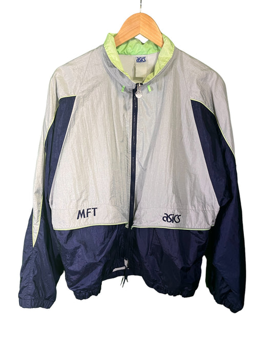 Vintage 90's ASICS Multicolor Full Zip Windbreaker Jacket Size Medium