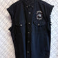 Vintage Y2K Lone Wolf Biker Cutoff Button Up Shirt Size Large