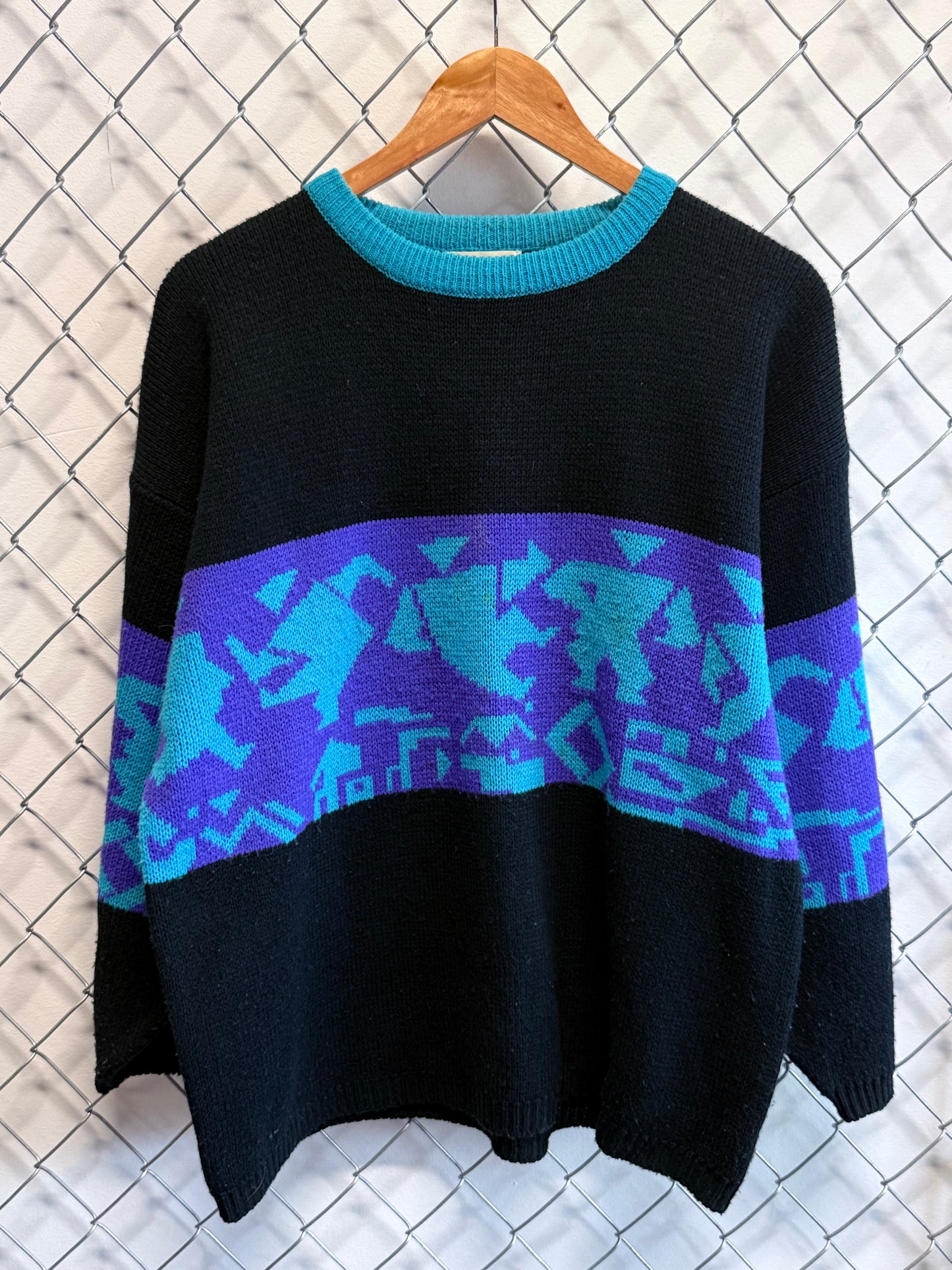 Vintage 90's Jamie Scott Acrylic Knit Abstract Sweater Size Medium