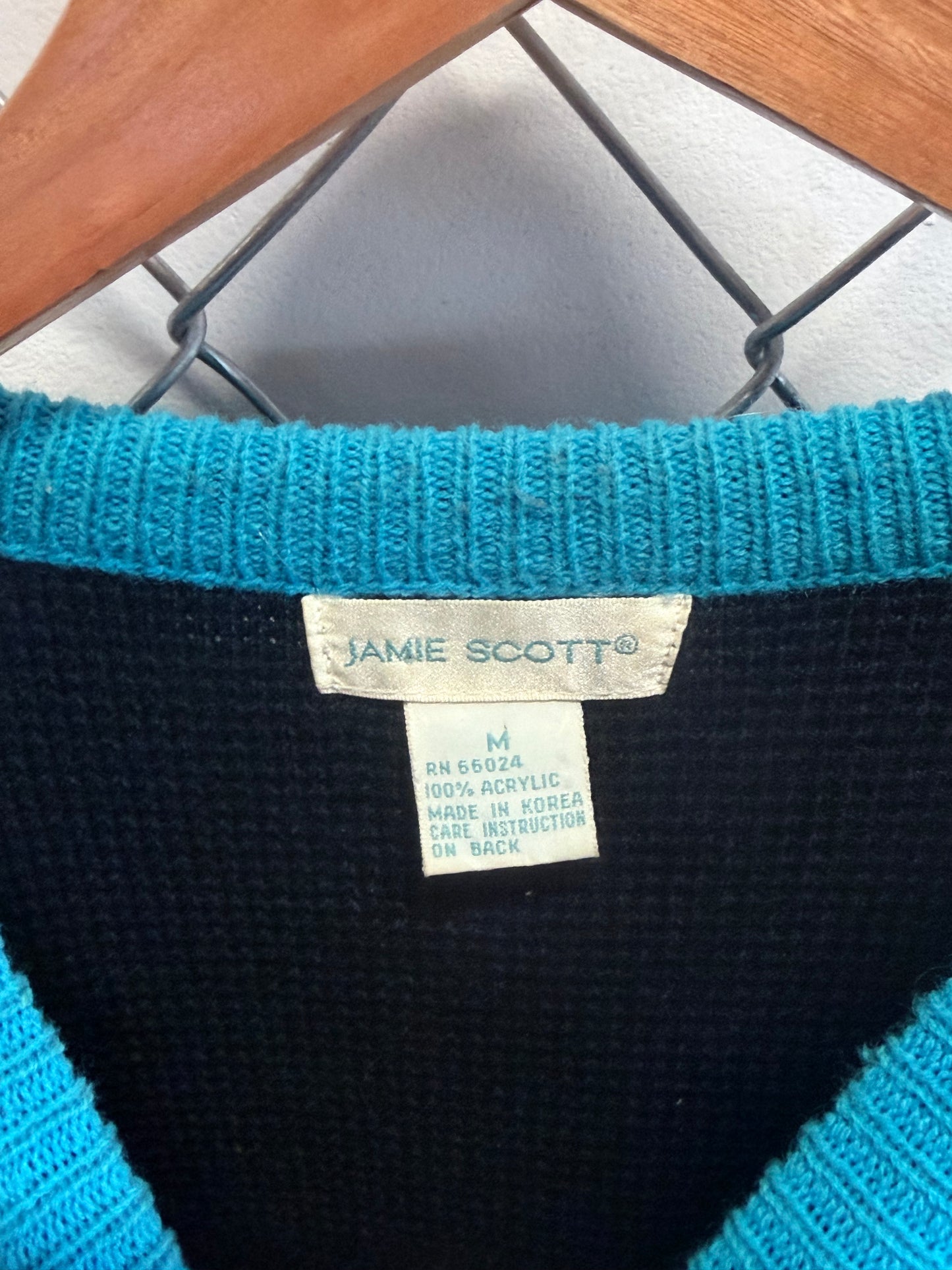 Vintage 90's Jamie Scott Acrylic Knit Abstract Sweater Size Medium