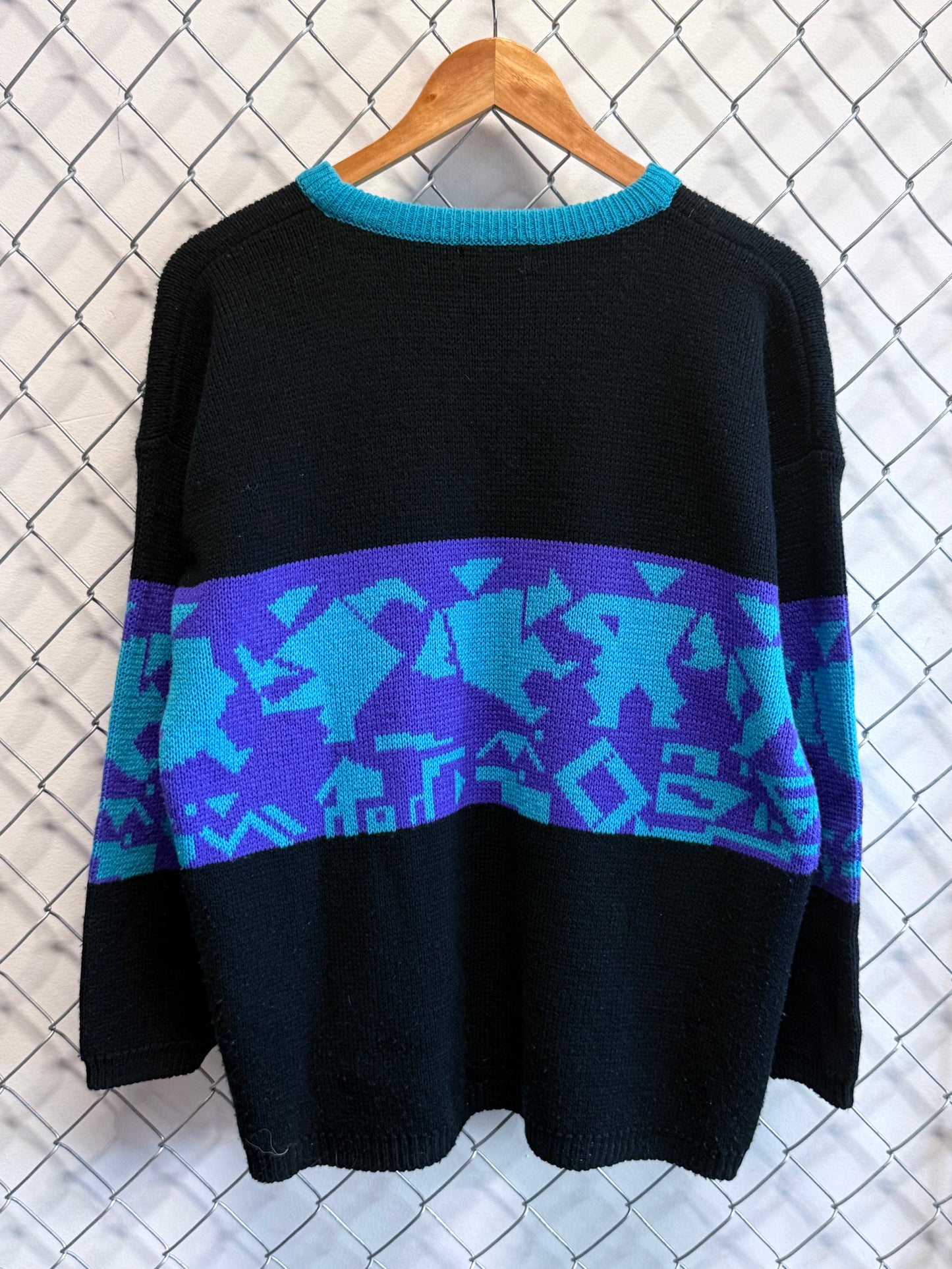 Vintage 90's Jamie Scott Acrylic Knit Abstract Sweater Size Medium