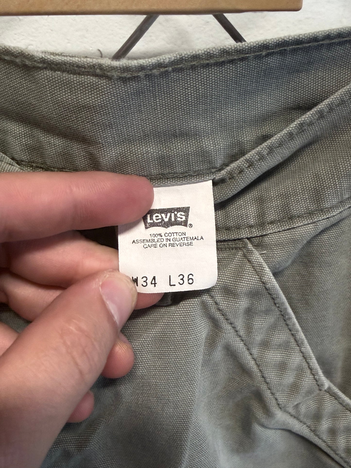Vintage 90's Levi's Green Cargo Baggy Skater Pants Size 34x32