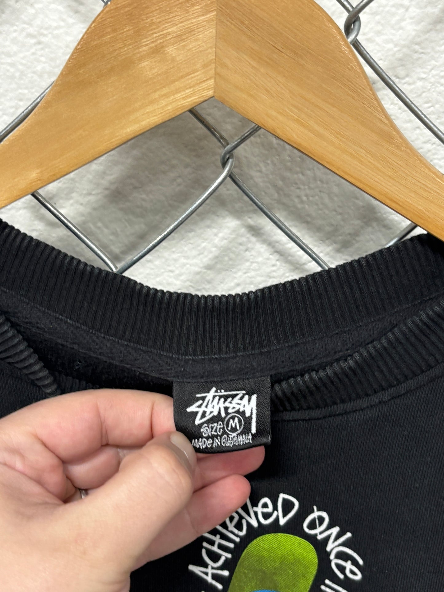 Stussy Y2K Peace Sign Crewneck Sweater Size Medium