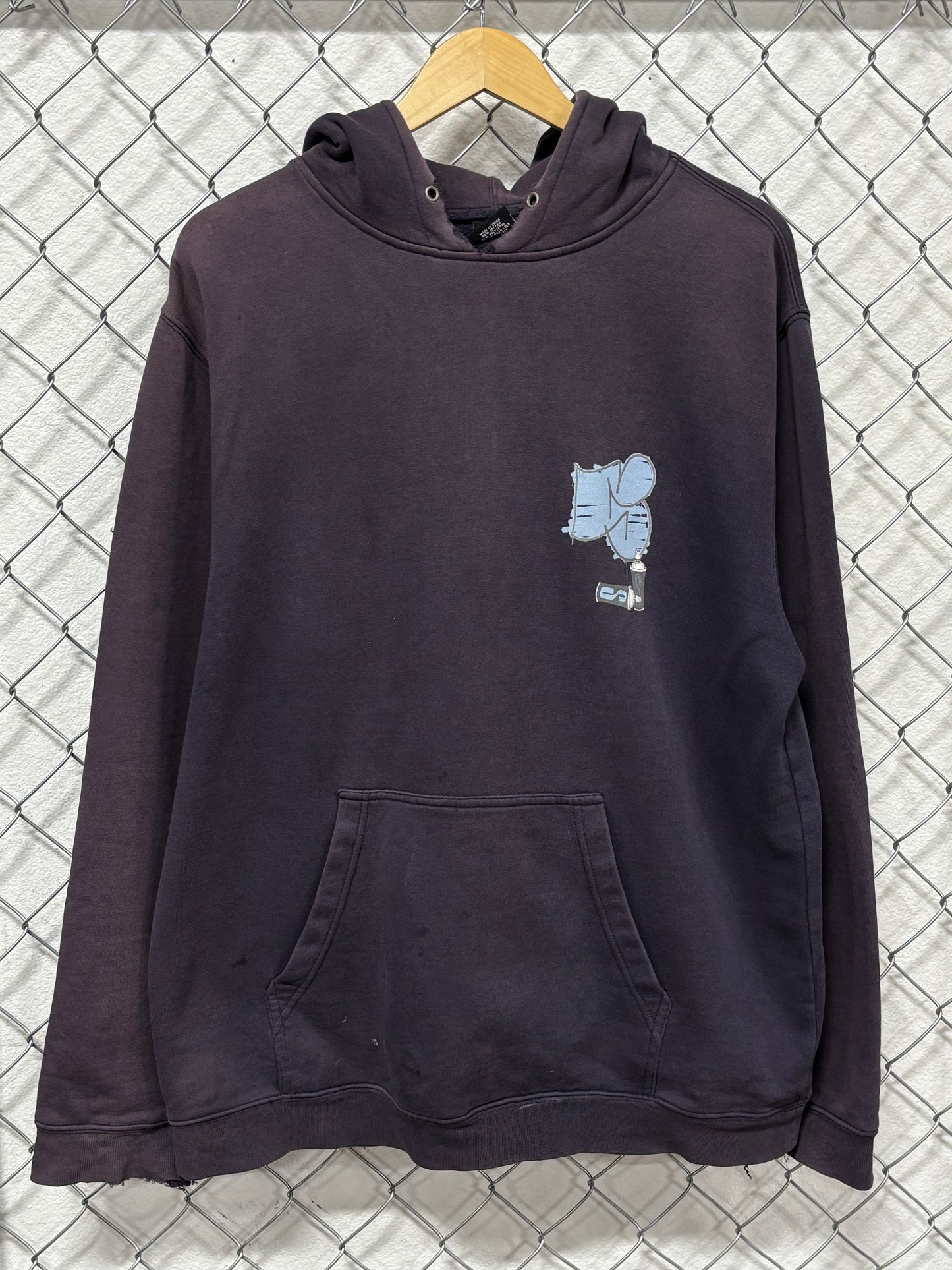 Stussy Y2K Faded Spray Paint Tag Hoodie Size Large