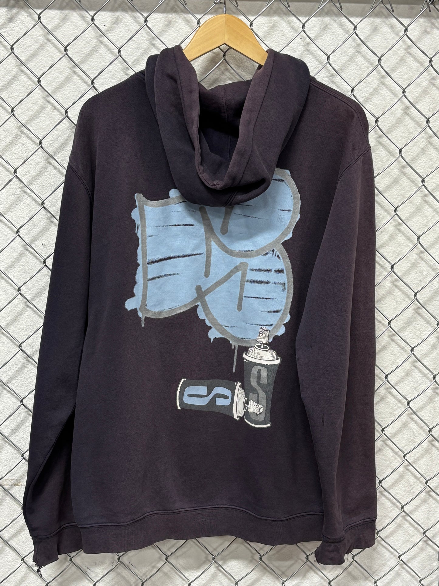 Stussy Y2K Faded Spray Paint Tag Hoodie Size Large
