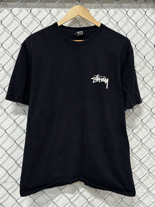 Stussy Y2K Flaming Logo Graphic Tee Size Large
