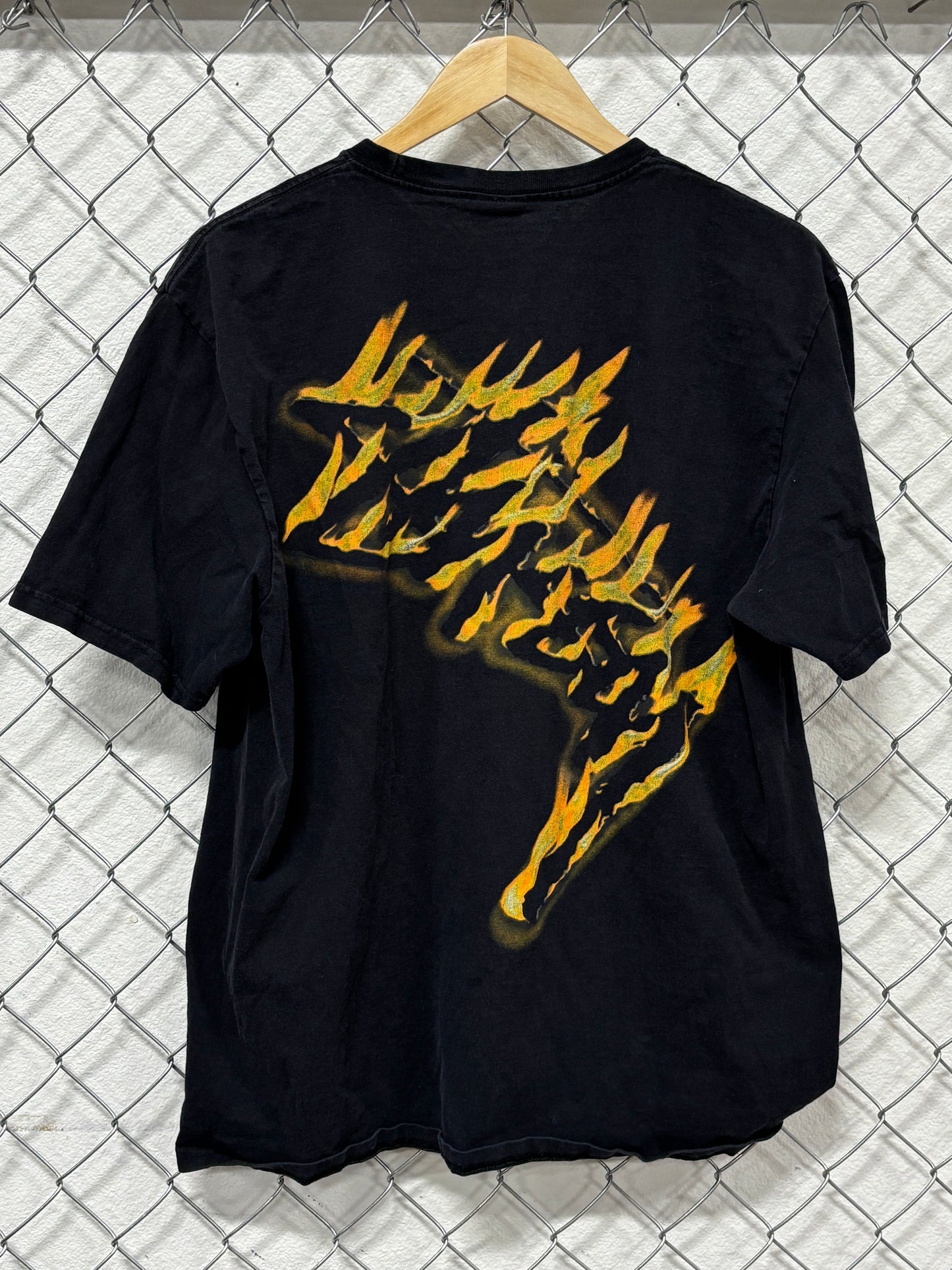 Stussy Y2K Flaming Logo Graphic Tee Size Large