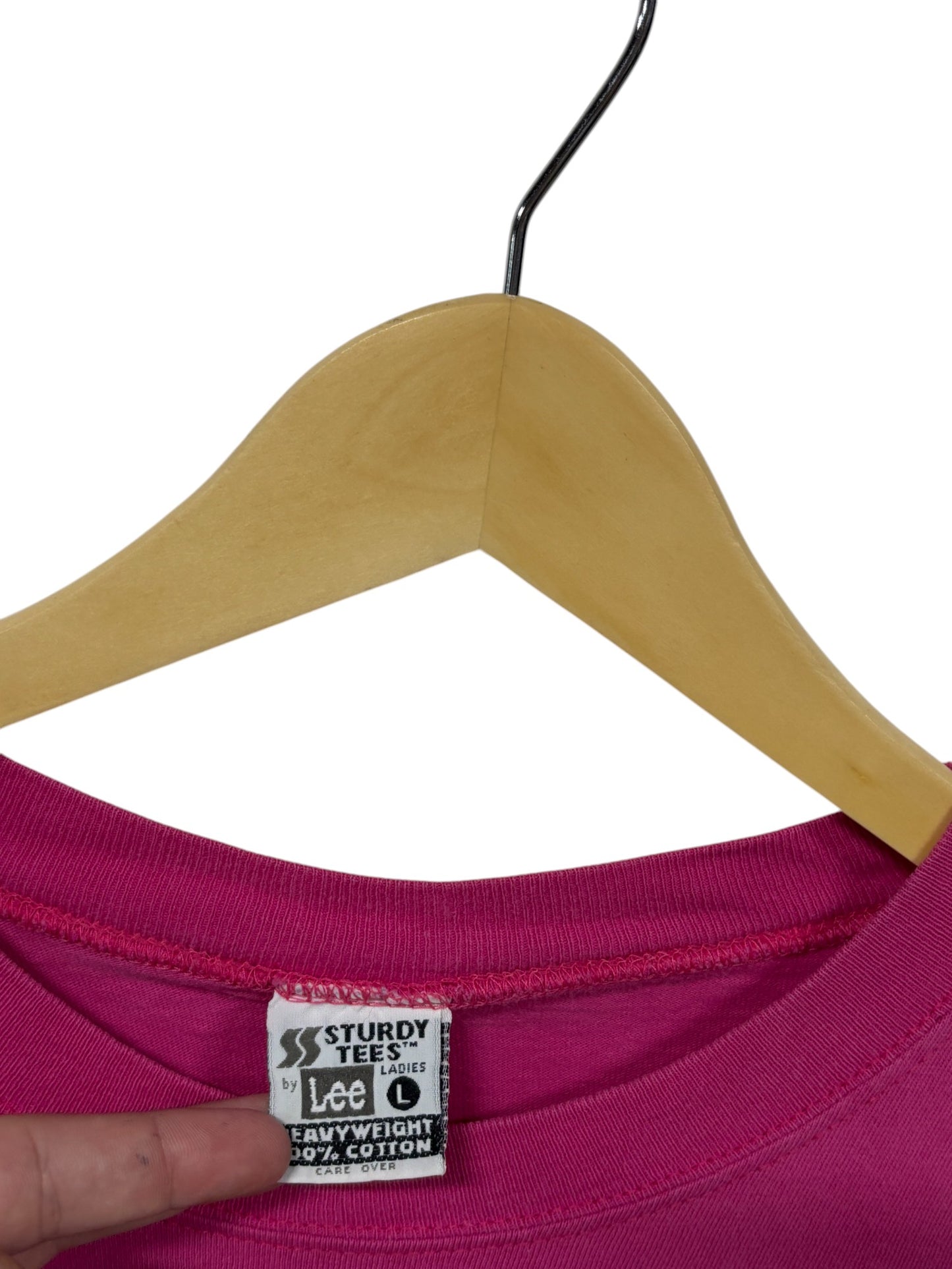 Vintage 90's Women's Lee Sturdy Heavy Weight Blank Pink Tee Size Large
