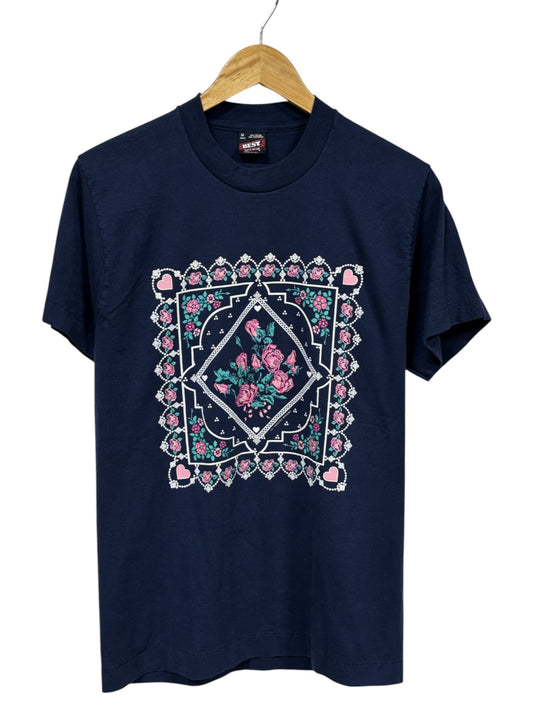 Vintage 80's Floral Pattern Art Graphic Tee Size Medium