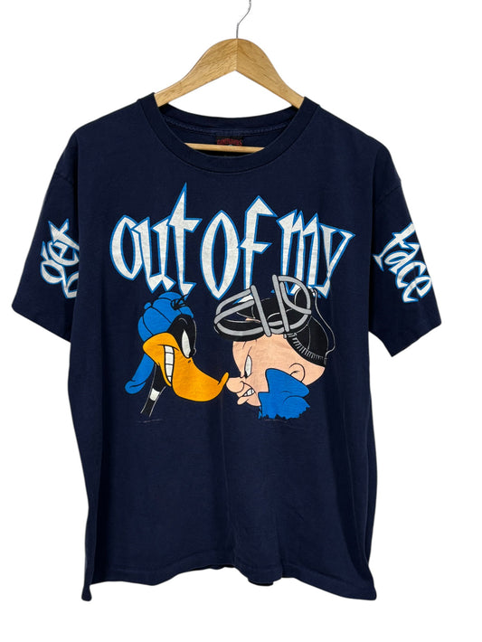 Vintage 90's Get Out Of My Face Elmer Fudd Daffy Duck Cartoon Tee Size Large