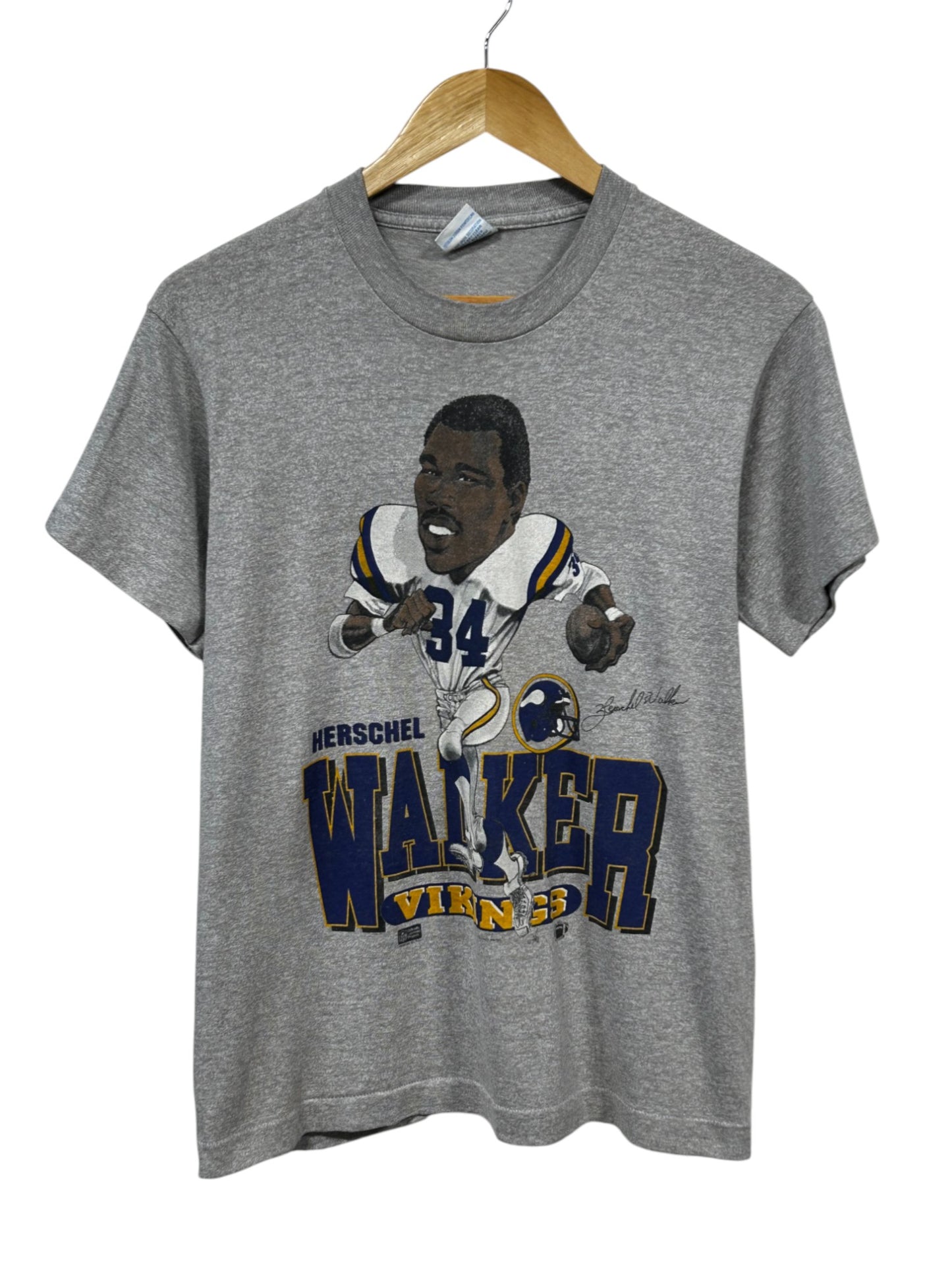Vintage 90's Herschel Walker Minnesota Vikings NFL Big Head Tee Size Large