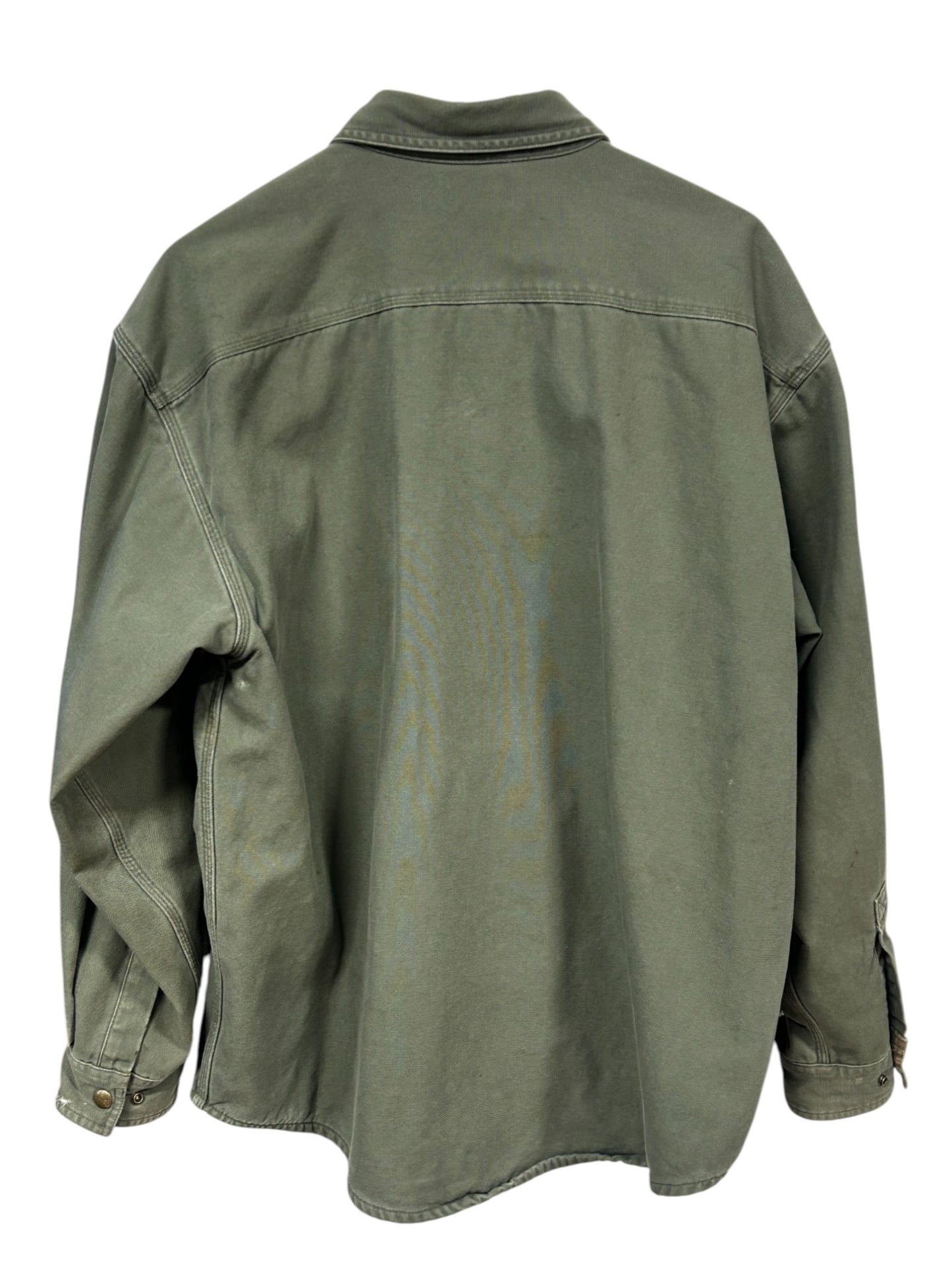 Vintage Carhartt Moss Green Thrashed Long Sleeve Button Up Size Large