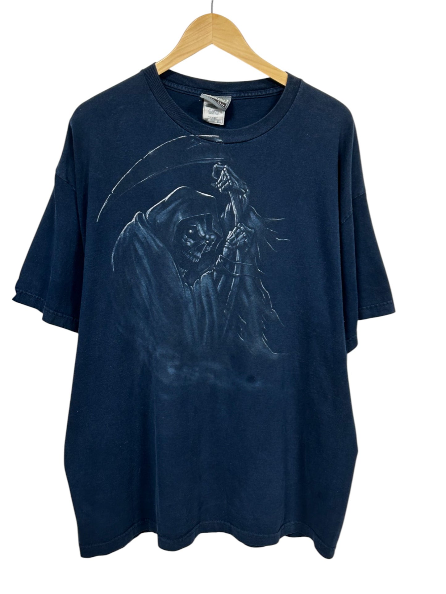 Vintage Y2K Grim Reaper Big Print Skull Graphic Tee Size XXL