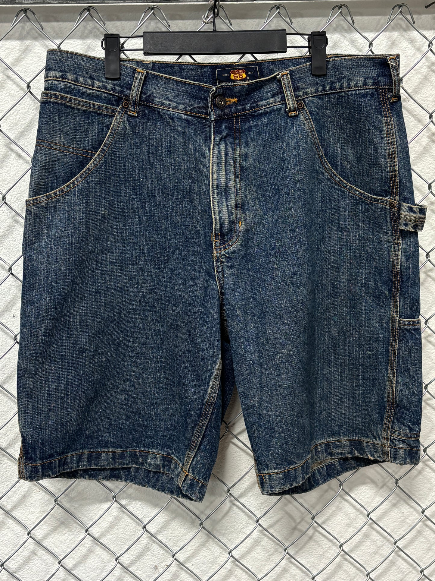 Y2K Route 66 Denim Cargo Shorts Size 36