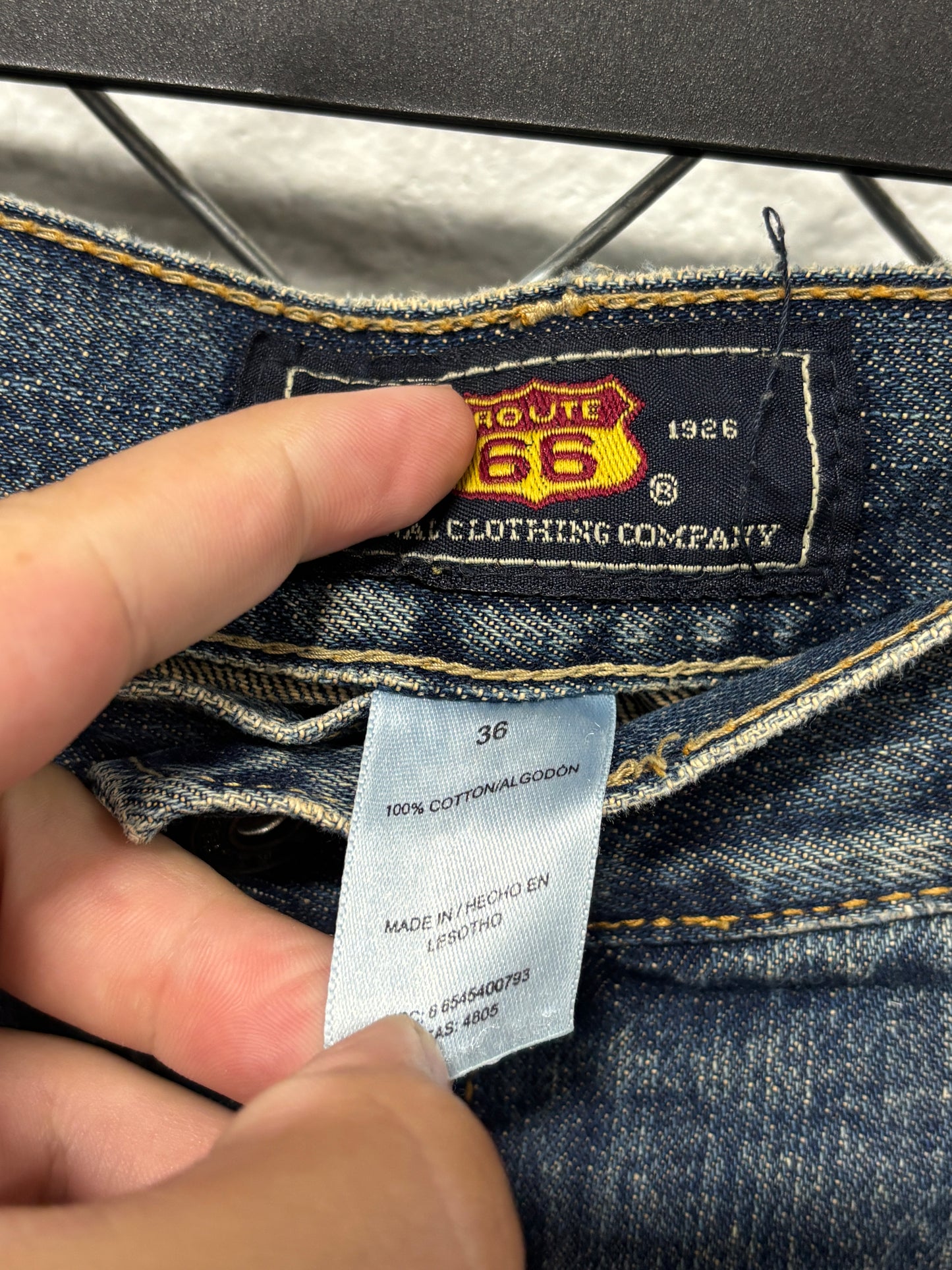 Y2K Route 66 Denim Cargo Shorts Size 36