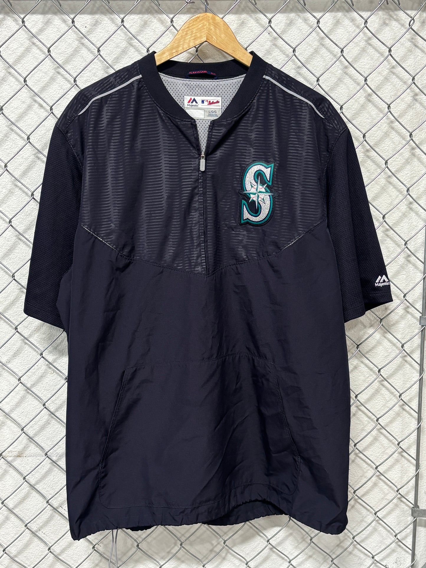 Majestic Authentic Seattle Mariners Baseball Half Zip Shirt Size Large