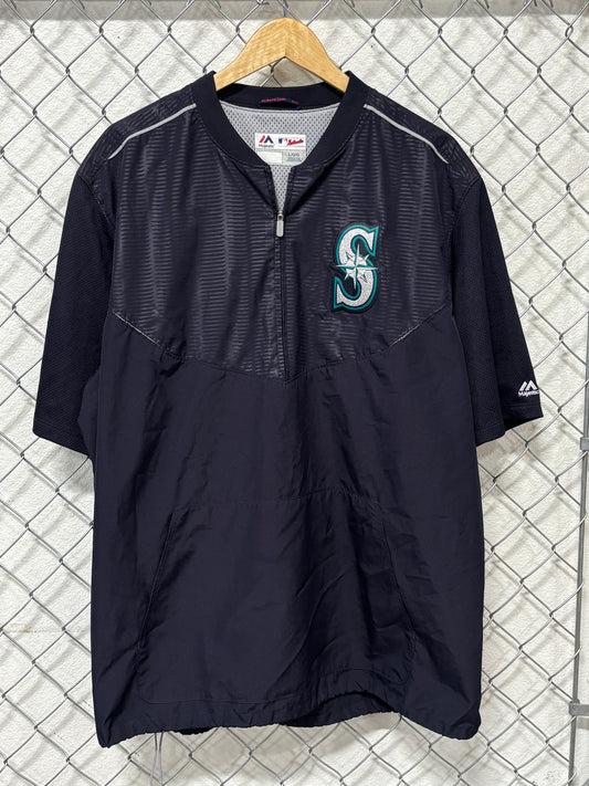 Majestic Authentic Seattle Mariners Baseball Half Zip Shirt Size Large