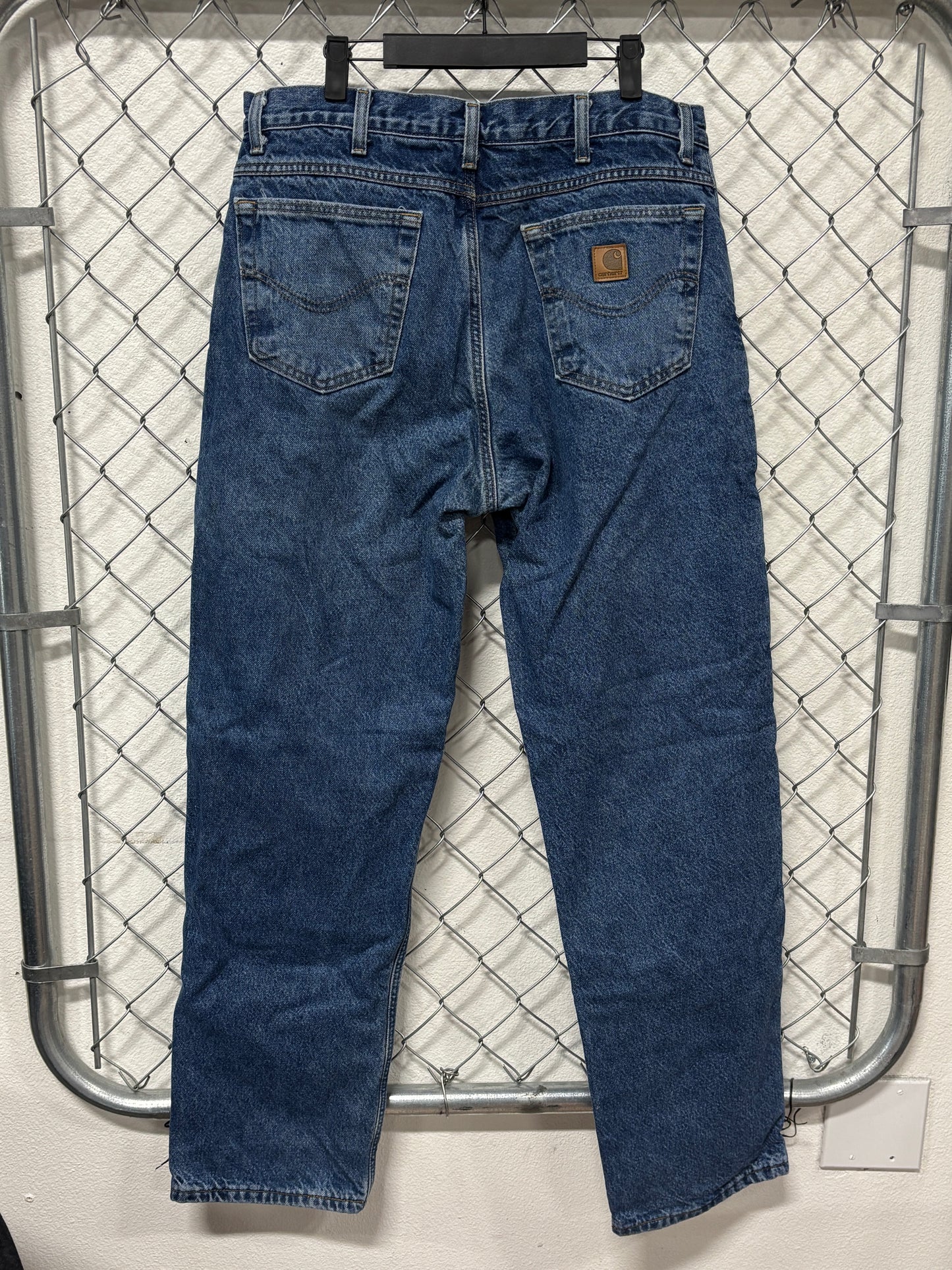 Vintage Flannel Lined Carhartt Denim Carpenter Pants Size 34x32