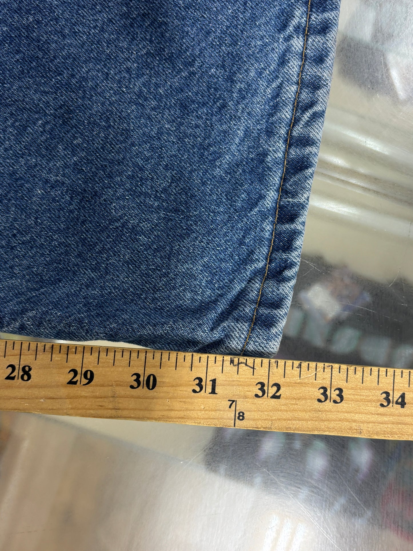 Vintage Flannel Lined Carhartt Denim Carpenter Pants Size 34x32