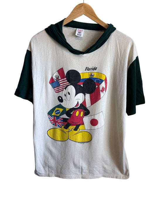 Vintage 90's Disney World Mickey Mouse Flag Cartoon Tee Size Large
