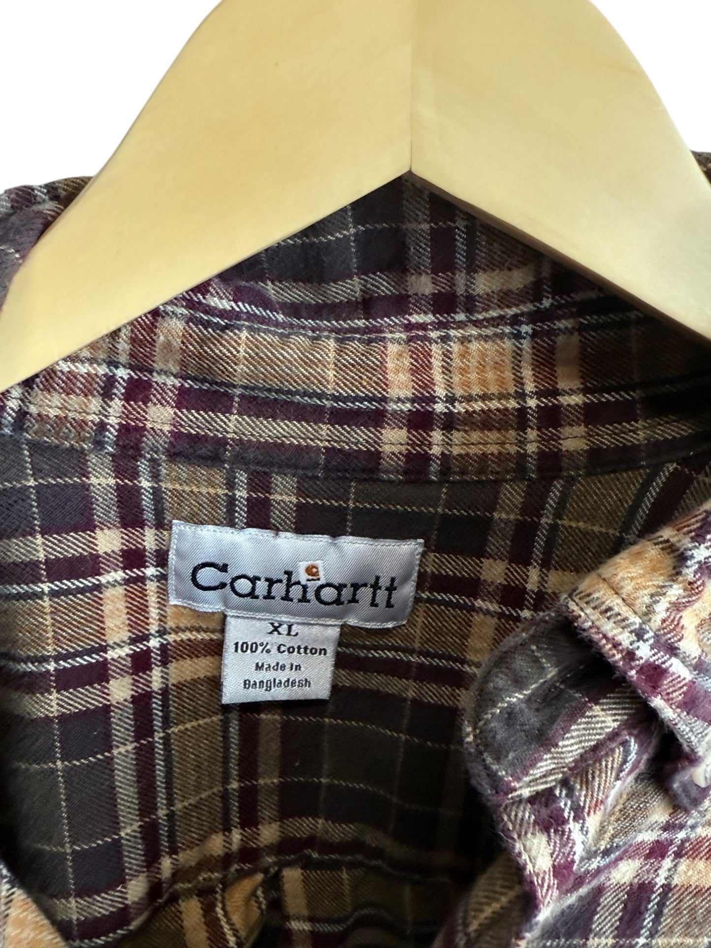 Vintage Carhartt Plaid Button Up Flannel Shirt Size XL