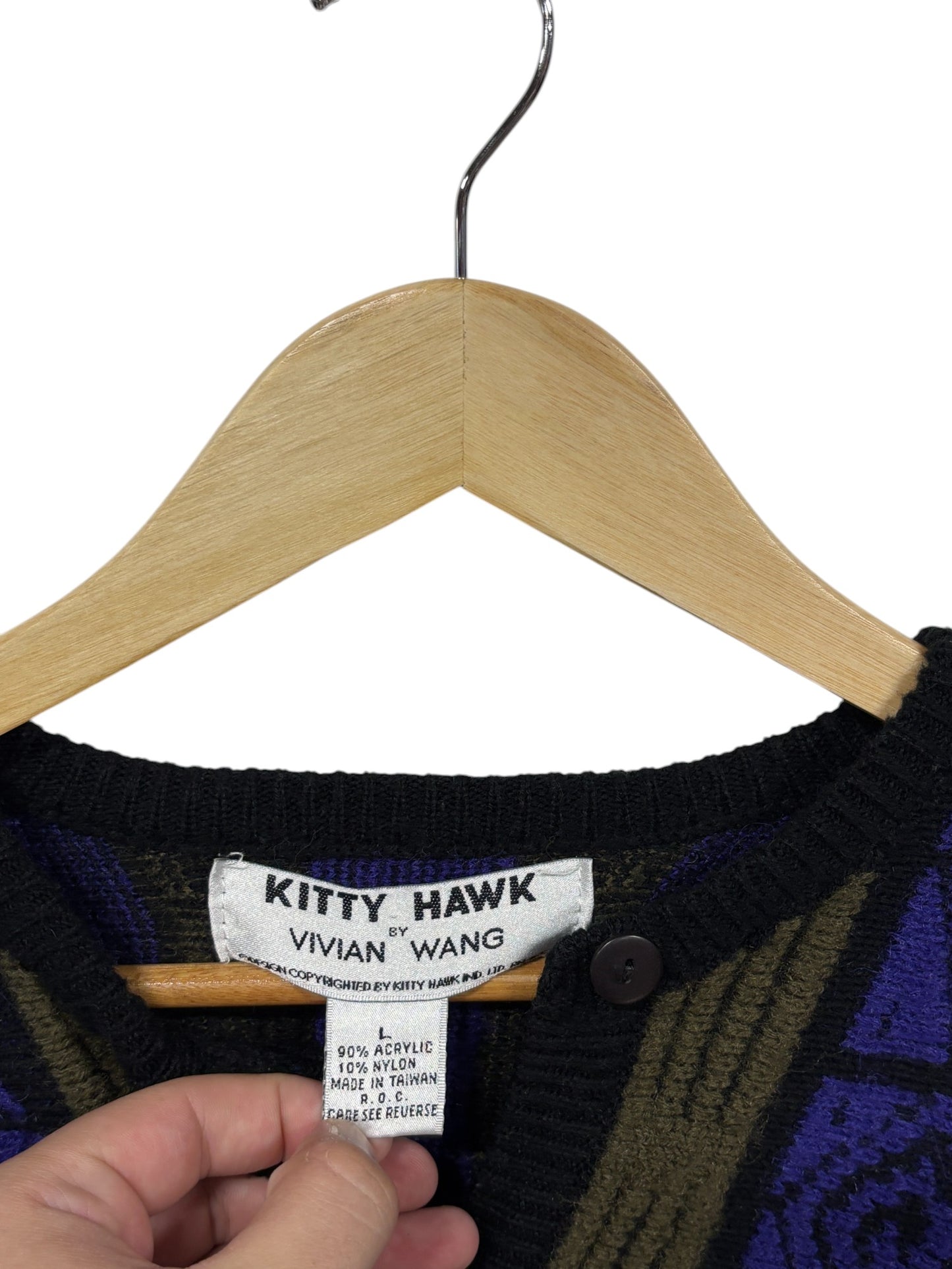 Vintage 80's Kitty Hawk Vivian Wang Coogi Style Sweater Size Large