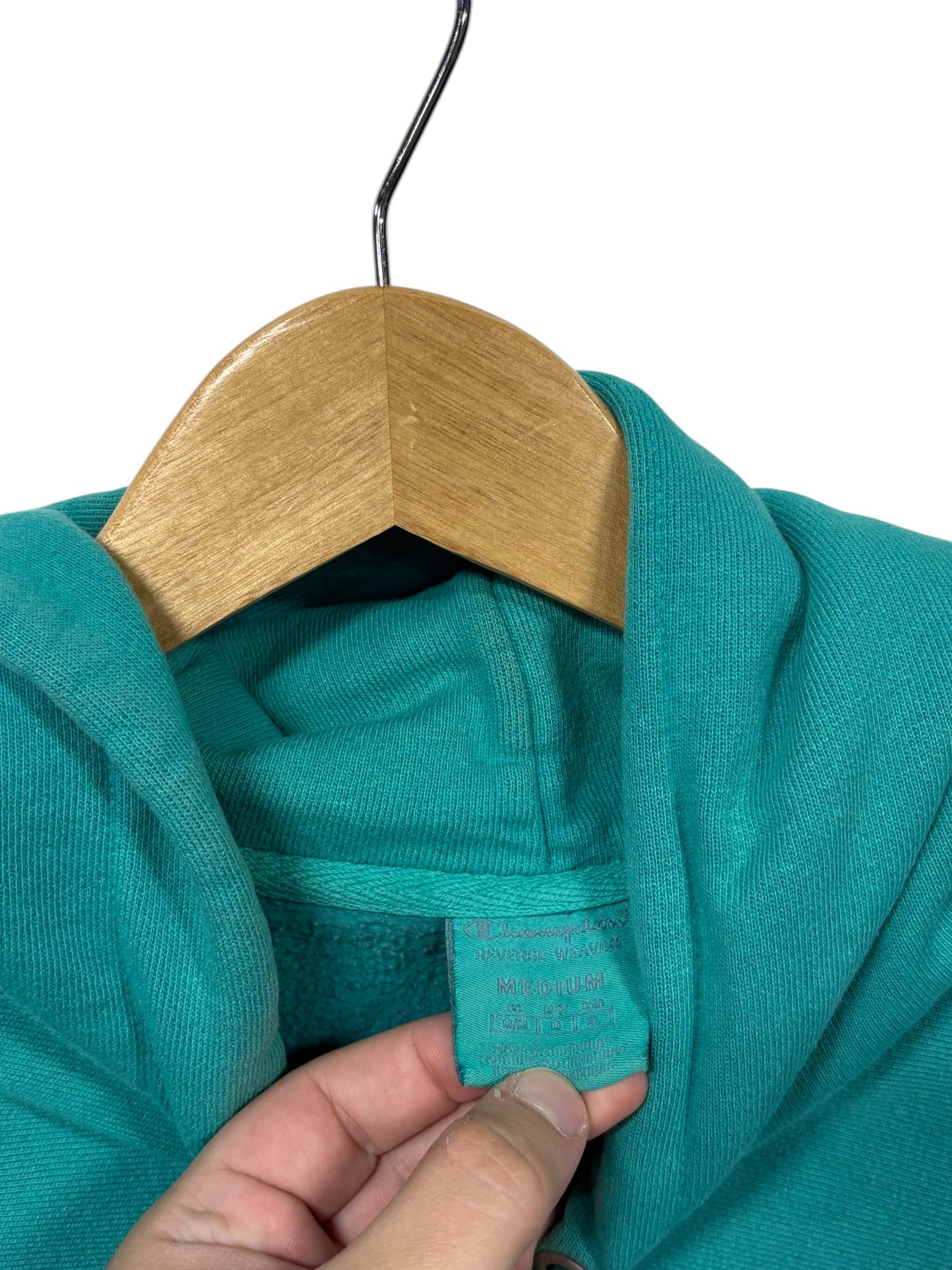 Champion Teal Reverse Weave Hoodie Size Medium