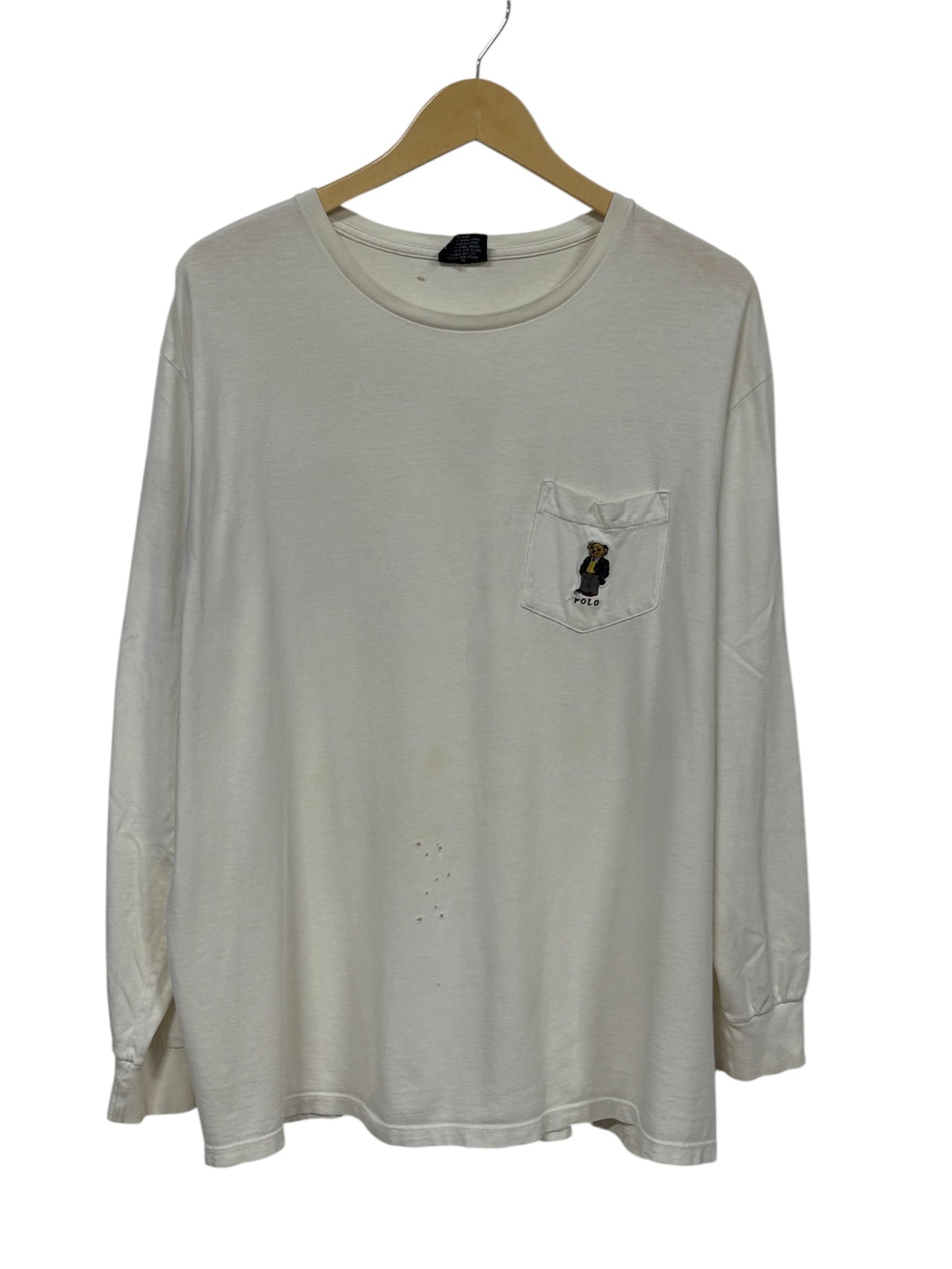 Vintage 90's Polo Ralph Lauren Bear Pocket Long Sleeve Shirt Size Large